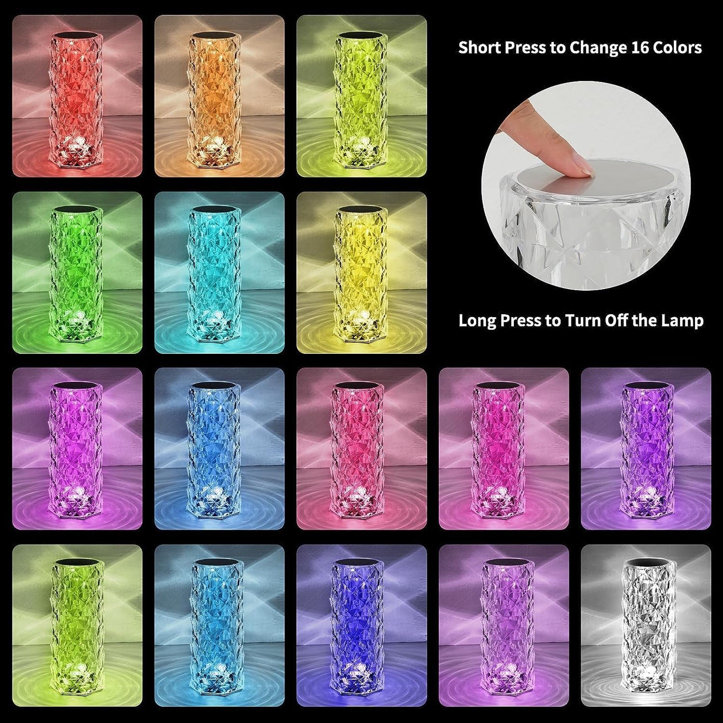 Crystal Rose Wave Lamp™ - Color Changing Elegance