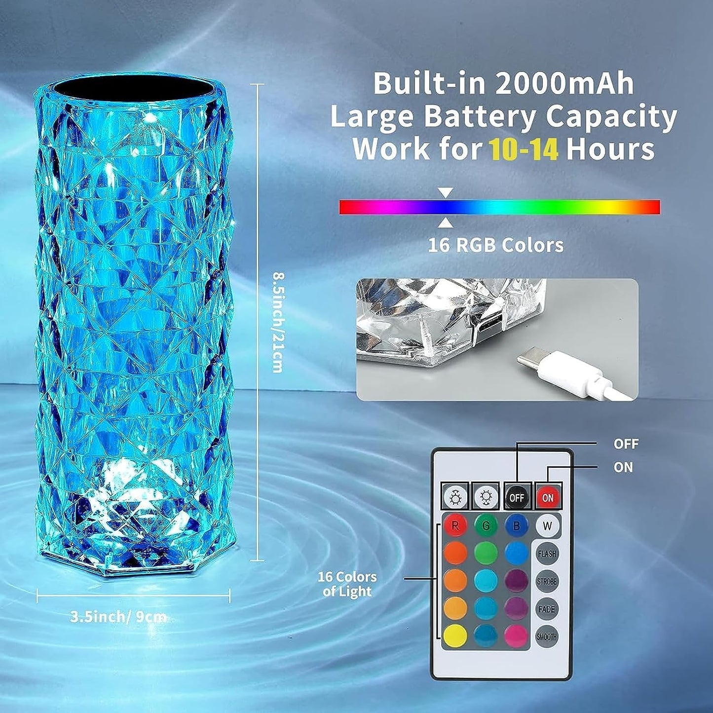Crystal Rose Wave Lamp™ - Color Changing Elegance